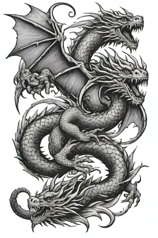 flying dragons flying tattoo design idea