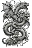 flying dragons flying tattoo design idea