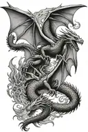 flying dragons flying tattoo design idea