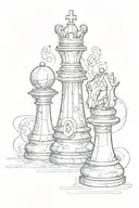 Chess piece The King with hidden clock mechanism inside, with a lot of crown wheels tattoo design idea