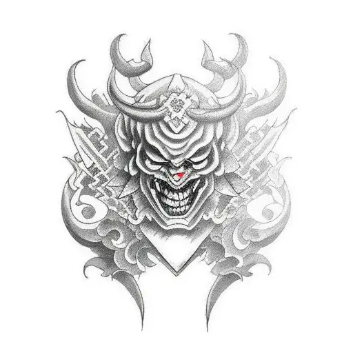 devil mask tattoo design idea