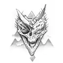 A primal-themed tattoo depicting a majestic dinosaur skeleton surrounded by lush vegetation tattoo design idea