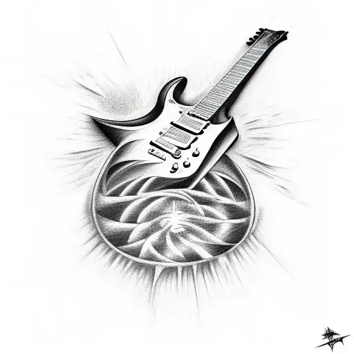 A sketch-style tattoo of a distorted electric guitar tattoo design idea