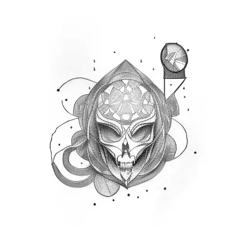 A sketch-style tattoo of a distorted electric guitar tattoo design idea