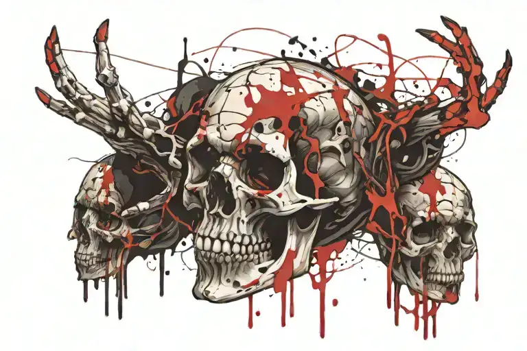 skull hands holding tattoo design idea