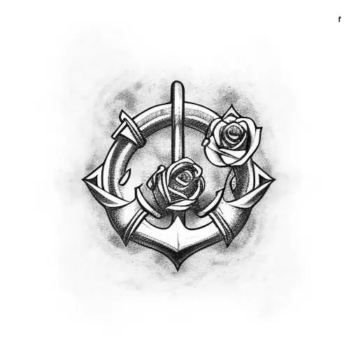 anchor with a rose tattoo design idea