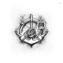 anchor with a rose tattoo design idea