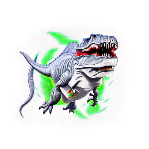 T-Rex stepping on a Toyota AE86 tattoo design idea