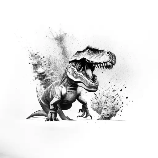 T-Rex crushing a Toyota AE86 tattoo design idea