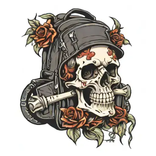 backpack skull tattoo design idea