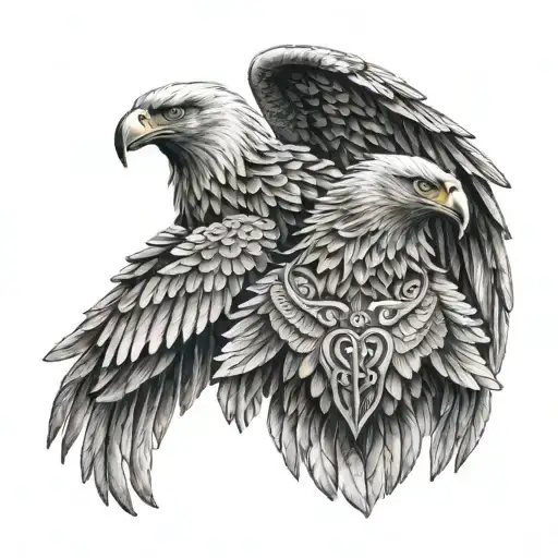 warrior and eagle wings tattoo design idea
