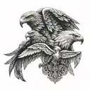 warrior and eagle wings tattoo design idea