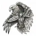 warrior and eagle wings tattoo design idea
