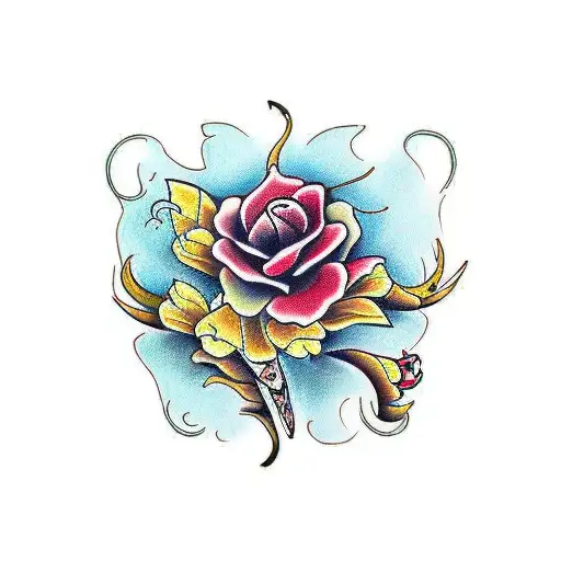 head, ladybutterfly old school tattoo design idea