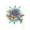 head, ladybutterfly old school tattoo design idea