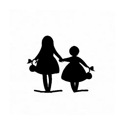 mother daughter six tattoo design idea