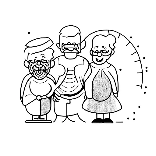 father and daughter with grandparents tattoo design idea
