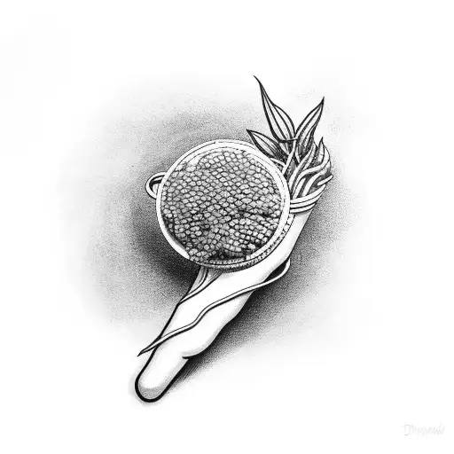 Drumsticks entwined with a coffee plant tattoo design idea