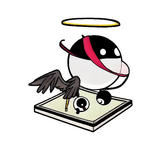 8 ball with wings and halo tattoo design idea