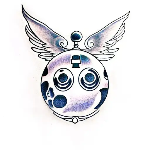8 ball with wings and halo tattoo design idea