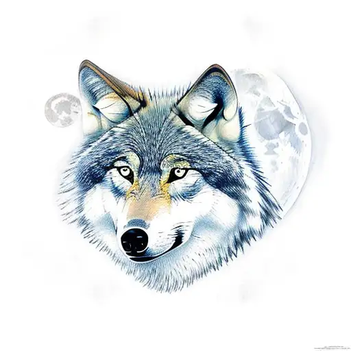 wolf with 4 cuba howling at the moon tattoo design idea