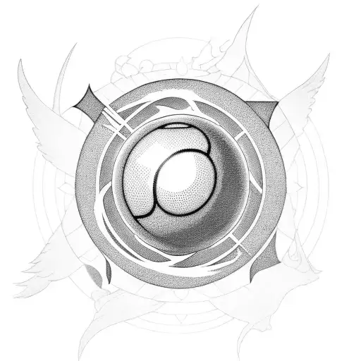 8 ball with wings and halo tattoo design idea