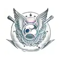 8 ball with wings and halo tattoo design idea