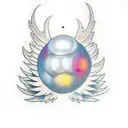 8 ball with wings and halo tattoo design idea