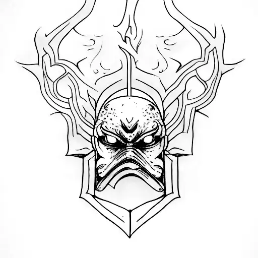 Combine elements from Dark Souls, Elden Ring, and Baldurs Gate 3 in a minimalist tattoo design tattoo design idea