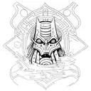Combine elements from Dark Souls, Elden Ring, and Baldurs Gate 3 in a minimalist tattoo design tattoo design idea