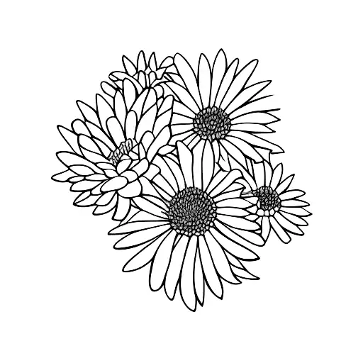 aster and chrysanthemum flowers tattoo design idea