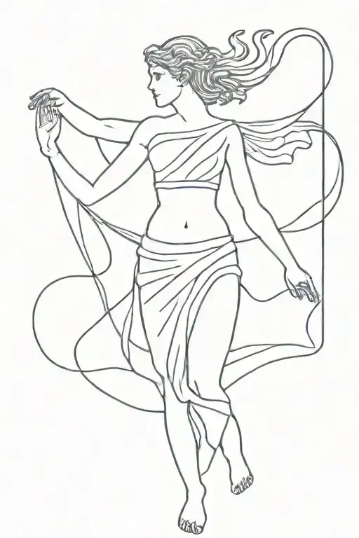 Ancient Greek goddess in full body tattoo design idea