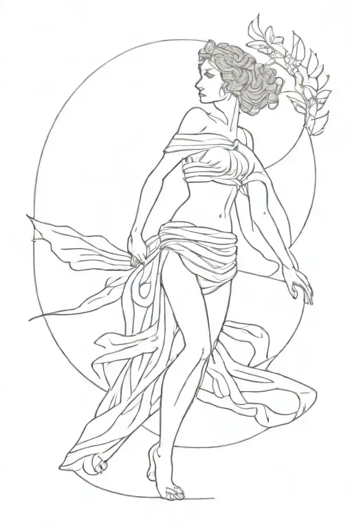 Ancient Greek goddess in full body made tattoo design idea