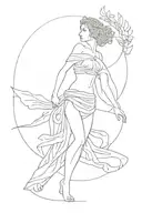 Ancient Greek goddess in full body made tattoo design idea