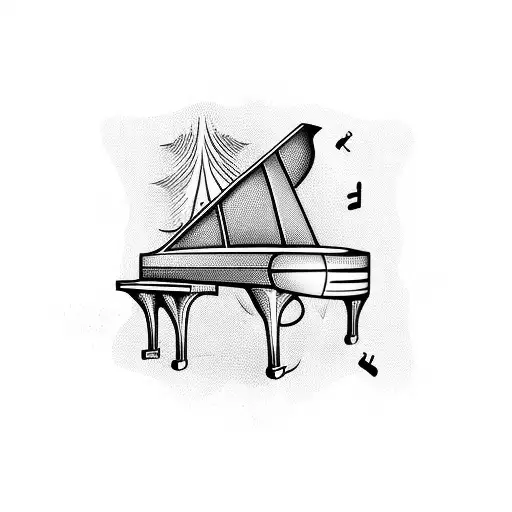 Grey Ink Simple Piano Tattoo Design