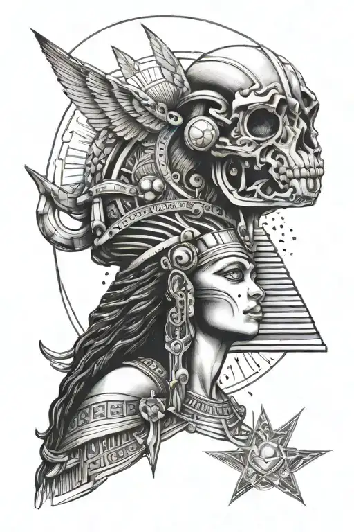 ancient egypt mythology and space themed tattoo tattoo design idea
