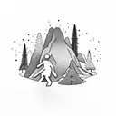 hiker stick figure sitting on the ledge of Half Dome tattoo design idea