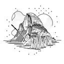 hiker stick figure sitting on the ledge of Half Dome tattoo design idea