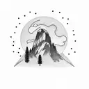 hiker stick figure sitting on the ledge of Half Dome tattoo design idea