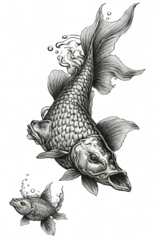 carp swimming tattoo design idea