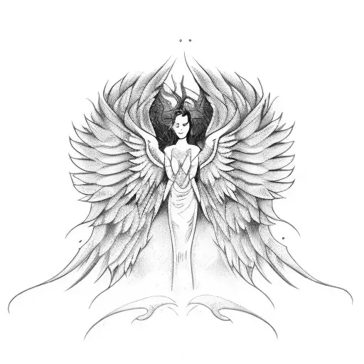 angel and devil wings tattoo design idea