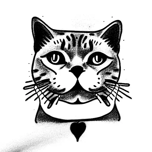 a grey british shorthair licking her own paws tattoo design idea