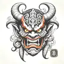 Japan oni demon mask tattoo design idea
