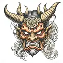 Japan oni demon mask tattoo design idea