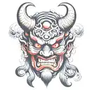 Japan oni demon mask tattoo design idea