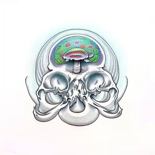 psychedelic mushroom skull man  tattoo design idea