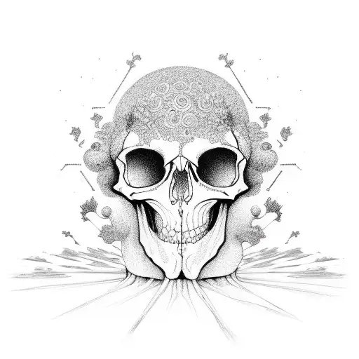 psychedelic mushroom skull man  tattoo design idea