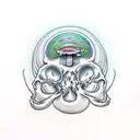 psychedelic mushroom skull man  tattoo design idea