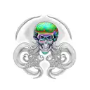 psychedelic mushroom skull man  tattoo design idea