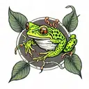 tree frog on meat kebab tattoo design idea